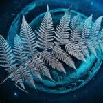Firefly-SILVER-bright-silver-coloured-fern-from-NZ-in-the-solar-system-with-teal-and-blue